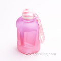 New Motivational Bpa Free sport plastic drinking 2 liter water bottle 2l with time marker straw